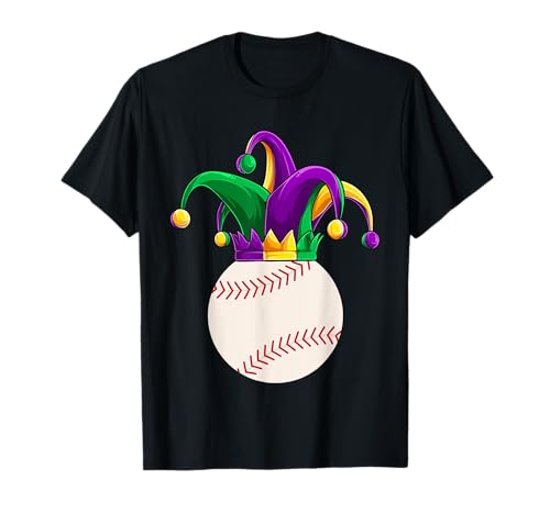 Fun Jester Baseball Mardi Gras Ropa, Deporte Hombres Niños Niños Camiseta