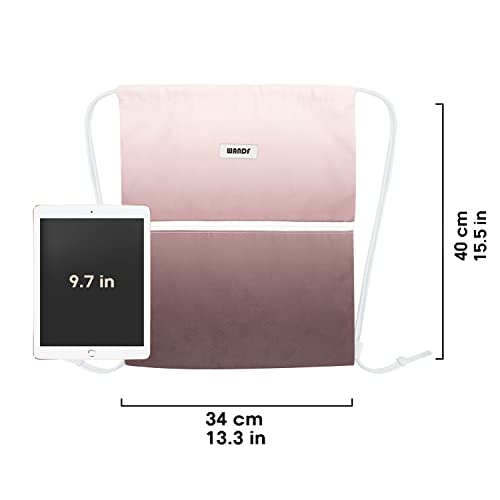 Image of WANDF Drawstring Backpack, Gym Sackpack for Sports (Dark Pink) | Water-Resistant, Shopping, Yoga, Travel, Beach, Daily Carry