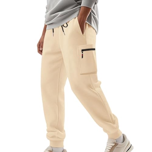 Pantalon de sport baggy homme en coton léger avec taille élastique et poches cargo