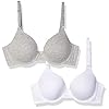 Fruit-of-the-Loom-Womens-Lightly-Lined-Underwire-T-Shirt-Bra-2-Pack Fruit of the Loom Women's 2-Pack T-Shirt Bra, Heather Grey/White, 38DDD