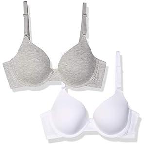 Fruit-of-the-Loom-Womens-Lightly-Lined-Underwire-T-Shirt-Bra-2-Pack Fruit of the Loom Women's 2-Pack T-Shirt Bra, Heather Grey/White, 38DDD