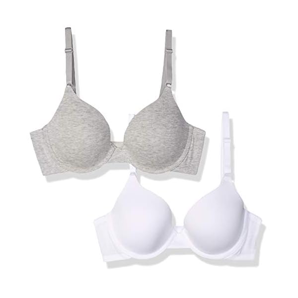Fruit-of-the-Loom-Womens-Lightly-Lined-Underwire-T-Shirt-Bra-2-Pack Fruit of the Loom Women's 2-Pack T-Shirt Bra, Heather Grey/White, 38DDD