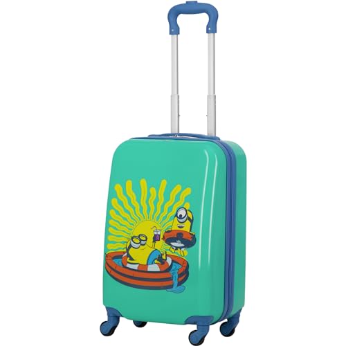 FUL Unisex Kid's Minions 21 Inch Carry On Luggage, Hardshell Rolling Suitcase with Spinner Wheels, Teal
