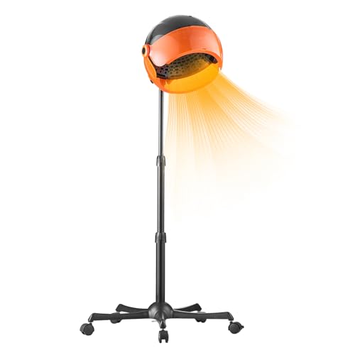 Happybuy Ionic Hood Dryer, 1875W Professional Bonnet Hair Dryer, Timer & 3 Heat Settings, Adjustable Speed, Mobile Stand with Wheels for Salon & Home Use