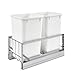 Rev-A-Shelf - 5349-1527DM-2 - Double 27 Qt. Pull-Out Brushed Aluminum and White Waste Container