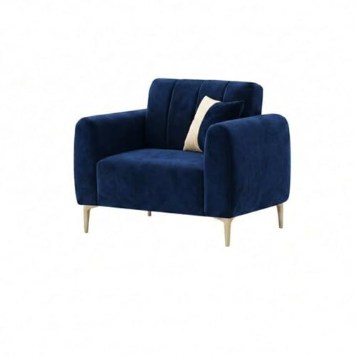 Image of Habibi Rich Velvet Suede 3+1+1 Seater Sofa Set | Spacious Soft Touch Comfort Seating | 5 Person Seating | Modern Living Room Sofa Set (Dark Blue)
