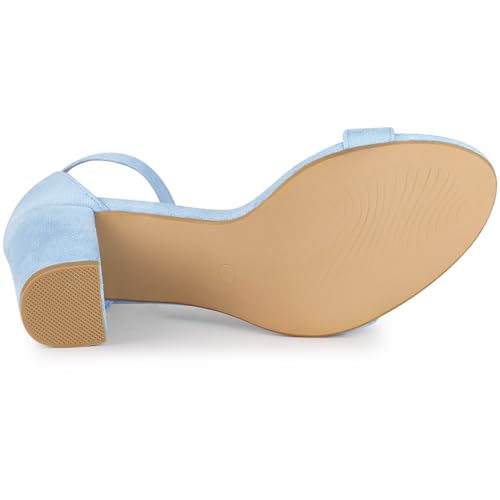 Allegra K Allegra K Women's Buckle Ankle Strap High Chunky Heels Sky Blue Sandals 8.5 M US