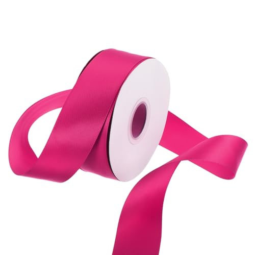 Rebower 1 1/4 Inch 25 Yard Satin Ribbon Thick Double Face Grosgrain Silk Ribbon, [for Gift Wrapping, Hair Bows, Wedding, Cake, Flower] - Rose Red