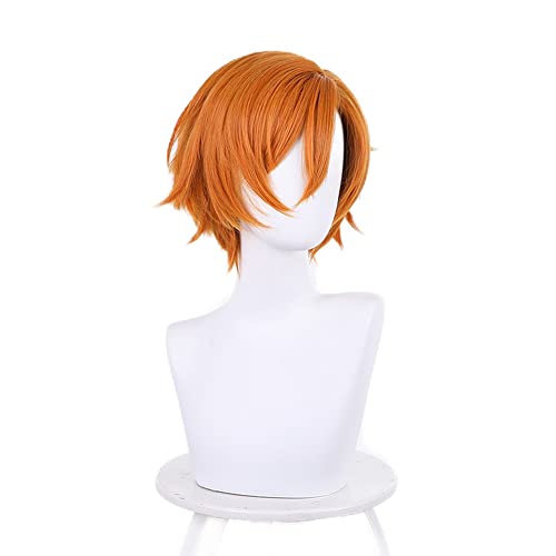 osseoca Miyano Yoshikazu Warped Straight Black Short Wig Lifelike Daily Gold Synthetic Hair Full Head Cover Daily Cute Anime Halloween Carnival Comic Exhibition Cosplay Hair Natural COS Ombre Wigs with Bangs (Sasaki Shūmei)