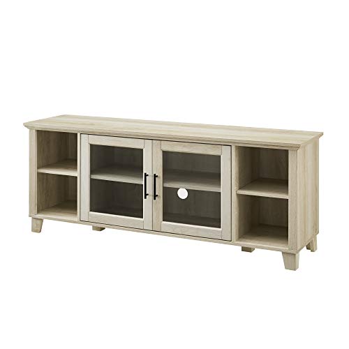 Walker Edison Grove Modern Double Glass Door TV Console for TVs up to 65 Inches, 58 Inch, White Oak - Image 4