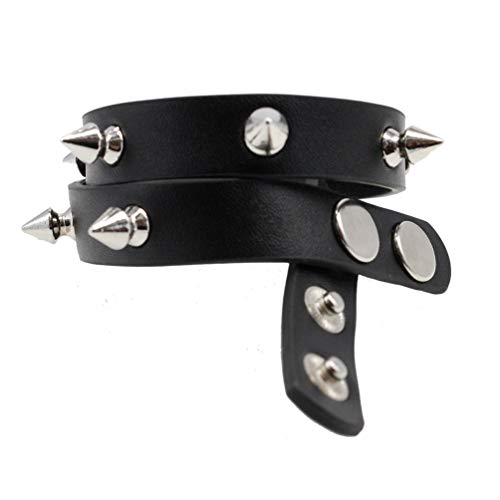 Spiked Choker, Goth Black Leather Choker Collar with Studded Spikes Punk Necklace for Men Women Cosplay Accessory2