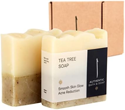 AUTHENTIC BATH & SOAP Cold Processed Tea Tree Bar Soap for Men & Women. Handmade, No Sulfate or Parabens, Cruelty Free & Vegan. 3.5 Oz Each (Pack of 2)