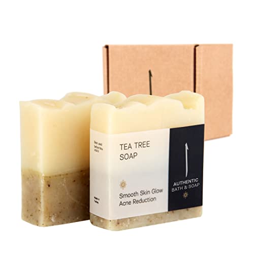 Authentic Bath & Soap Cold Processed Tea Tree Bar Soap For Men & Women. Handmade, No Sulfate Or Parabens, Cruelty Free & Vegan. 3.5 Oz Each (Pack Of 2) #TOP2