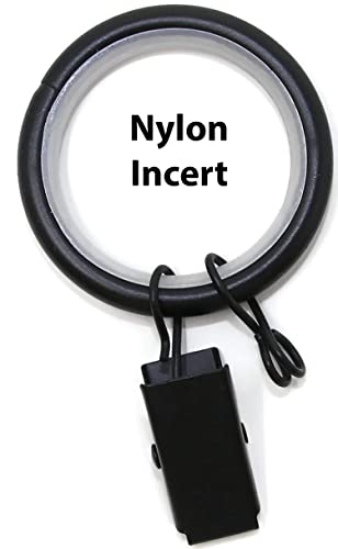 Urbanest 1.25" Quiet Smooth Drapery Curtain Rod Rings For 1" Rod With Clips, Eyelets And Nylon Inserts, 32 Pieces, Matte Black #TOP6