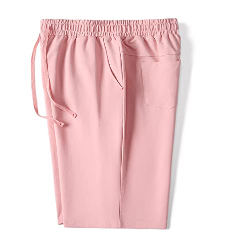 Fuwenni Women's Casual Elastic Waist Summer Drawstring Curling Bermuda Shorts With Pockets Pink Us Xl #TOP1