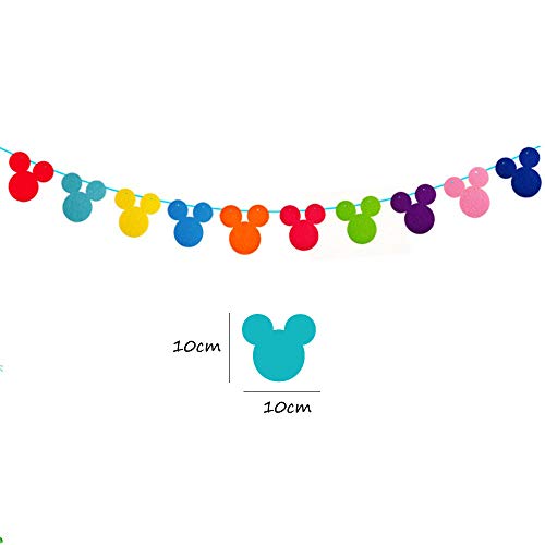 Kinyanco 3 Rows Colorful Mickey Mouse Garland Disney Theme Garland Banner For Birthday Party Decoration, Room Decor, Baby Shower, Classroom Decoration #TOP2