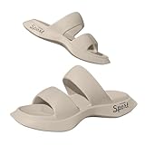hahuha Sandalias casuales para mujer con diseño suave, sandalias deportivas para verano, playa, deslizantes, para exteriores, con control remoto, sandalias casuales para hombre de cuero, beige, 8.5 UK