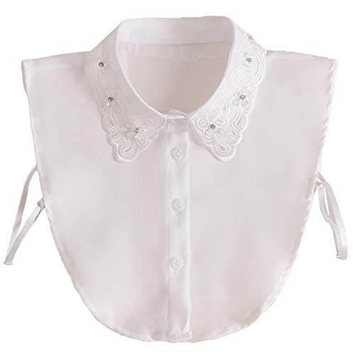 YAKEFJ Lady Half-Shirt Blouse Detachable Lace chiffon Fake Collars Dicky Collar Faux Collar