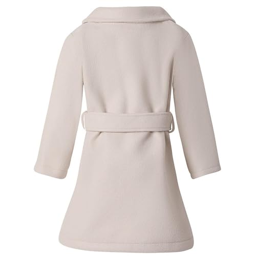 Girls Trench Coat Long Windbreaker Jacket Single Breasted Notched Collar Winter Warm Overcoat with Pockets 2-6 Years2