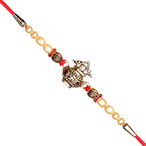 Traditional Rakhi for Brother Rakshabandhan Thread/Small Bhai Raksha Bandhan Rakhi (Designer Kalash, Standard)