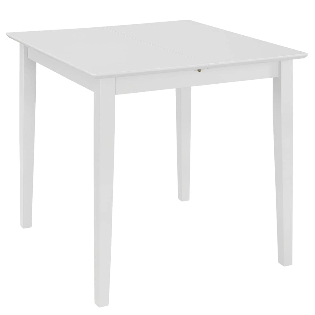 Wysuwany stół do jadalni, biały, 80-120 x 80 x 74 cm, z płyty MDF i litego drewna gumowego, stół kuchenny i stół do jadalni dla rodziny i gości, zajmuje mało miejsca i wszechstronny, na