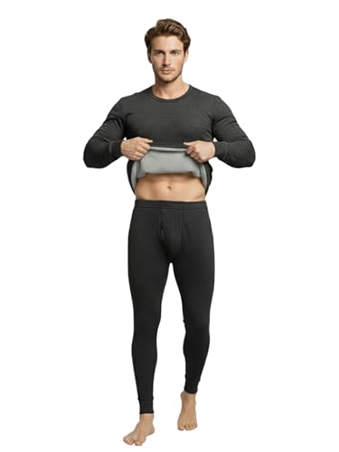 Image of Lux Cozi HEATEK Men's Round Neck Full Sleeve Skin Friendly Winter Wear Thermal Top and Bottom Set | Fleece Winter Body Warmer Thermal Set | Style 888