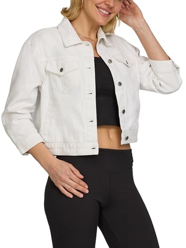 American Denim 3/4 Sleeve Denim Jacket for Women Button Up Short Sleeve Jackets for Women Womens Cropped Denim Jacket