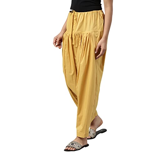 Image of GO COLORS Soft Cotton Salwar for Women | Relaxed Fit, Mid Rise, Ankle Length, Drawstrings