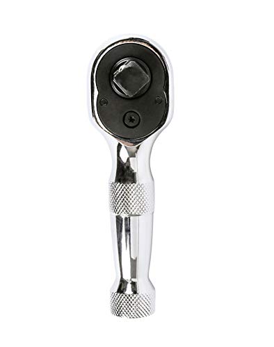 Ares 42034-3/8-Inch X 1/4-Inch Drive 72-Tooth Stubby Ratchet - Dual 1/4-Inch & 3/8-Inch Drive Head - Premium Chrome Vanadium Steel Construction & Mirror Polish Finish - Reversible Direction Head #TOP4