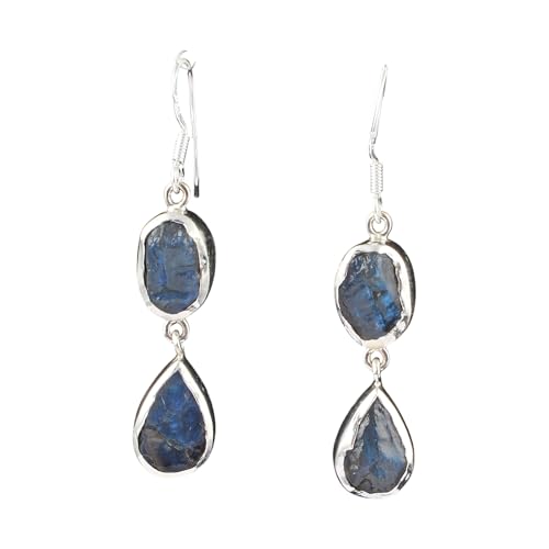 Boucles d'oreilles labradorite brute argent 925 cadeau de Noël