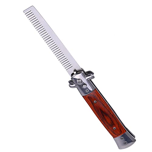 Kuuleyn Switchblade Kamm, Pocket Folding Flick Hair Comb, 4 Farben Switchblade Spring Folding Knife Push Button Pocket Comb Oil Hair Styling Salon Beauty Tool(Rosenholz) Kuuleyn Switchblade Kamm, Pocket Folding Flick Hair Comb, 4 Farben Switchblade Spring Folding Knife Push Button Pocket Comb Oil Hair Styling Salon Beauty Tool(Rosenholz)