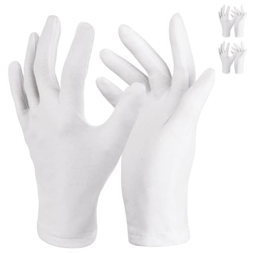 Donfri 2 Paar Baumwollhandschuhe Neurodermitis Weiß Handschuhe Baumwolle für Ekzeme