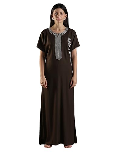 Image of 9shines Label Stylish Alpine Nighty Maxi for Women | Full Length Trendy Nightgown | Premium Nightdress | Nightwear | Heavy Embroidery Nighty with Pockets(2891)