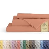 Linen Home 100% Cotton Percale Sheets California King Size, Tera Clay, Deep Pocket, 4 Pieces Set - 1 Flat, 1 Deep Pocket