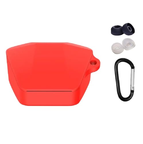 Image of Printme Compatible for Boat Airdopes 190 Case Cover Silicone, Hybrid Silicon Cover, Anti Scratch, with Hook and EarTips [Earbuds Not Included] (Red)
