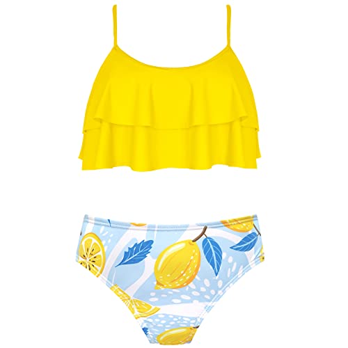 Image of SHEKINI Girls Floral Print Bathing Suits Ruffle Flounce Two Piece Swimsuits