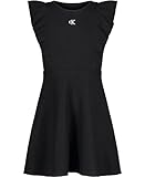 Calvin Klein Girls' Ribbed Flutter Trim Dress, Flutter Black, 8-10