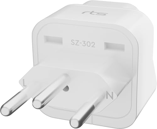 Image of rts India to Switzerland converter adapter Rwanda, Liechtenstein (Type J) Universal Travel Adapter Plug Travel Essentials Perfect for Laptop Camera Cell Phones USB Charger tablets iPhone & More 1 Pack