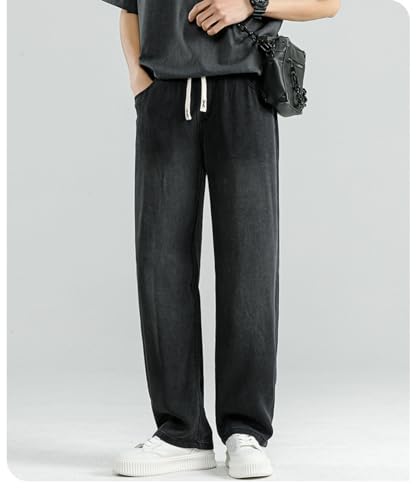 Jeans Pants Trouser Denim Lyocell Tencel Men's Summer Thin Straight Loose Ice Silk Wide Leg Casual3