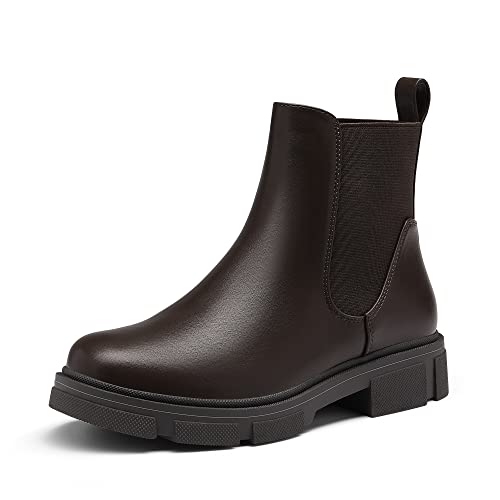 DREAM PAIRS Bottines Chelsea pour Femme Bottine à la Mode Classique Bottes Femmes Chaussures Confortable,Size 38,Brun,SDAB2205W-E