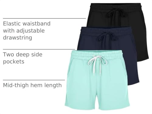 Image of 3 Pack Women's Lounge Shorts Athletic Running Workout Gym Hiking Pockets