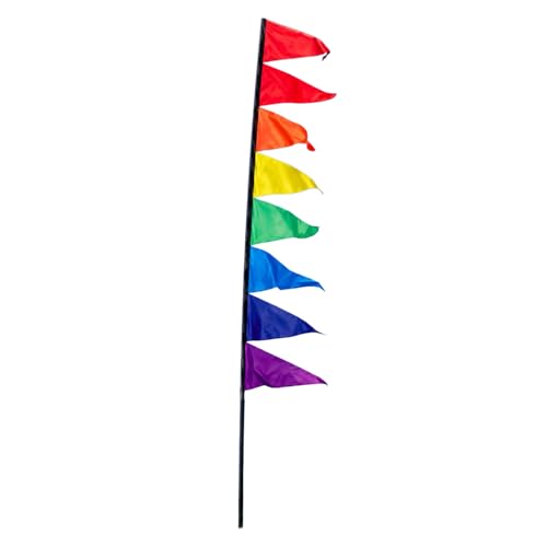 Spirit of Air Rainbow Pendant Banner Kit with 3.4m Fibreglass Pole & Ground Spike Colourful Festival Flag Banner for Camping Campsites Garden & Outdoor Events