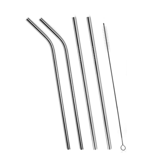 Tapixaa 4 Stainless Steel Straws & Brush (2 Straight Straws, 2 Bent Straws, 1 Brush) Bar Drinks Coffee Milk Tea Juice Cocktails, sodas, Milkshakes, Smoothies, iced Tea Beer, Wine(Pack of 1)