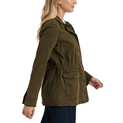 Lucky Brand Women's Long Sleeve Button Up Two Pocket Utility Jacket, Olive Night, Medium #TOP2