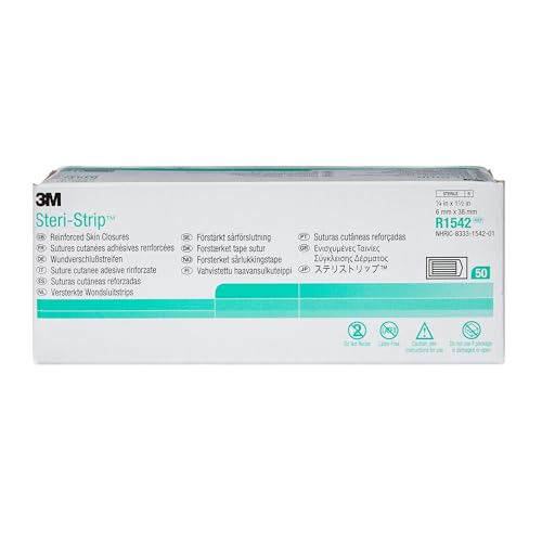 3M™ Steri-Strip™ Reinforced Adhesive Skin Closures, R1542, 1/4 in x 1-1/2 in, 50 Bag/Carton, 4 Carton/Case