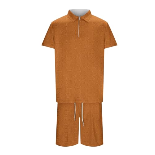 Ensemble court homme avec rayures horizontales haut zippé à manches courtes et poches