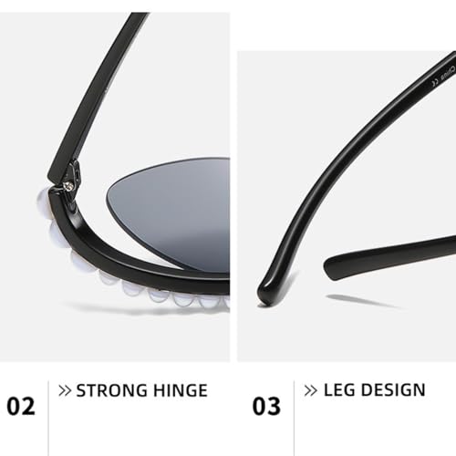 Lunettes de soleil sans monture à perles | Modèle une pièce oversize glamour