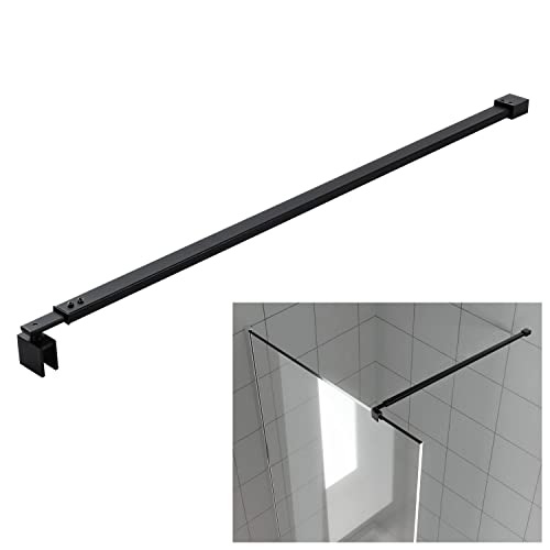 Matte Black Stainless Steel Wall-To-Glass Bathroom Shower Support Bar Arm For 5/16" 3/8" Thick Glass Door, 47 Inch Fixed Supporting Rod For Frameless Glass Panel #TOP7