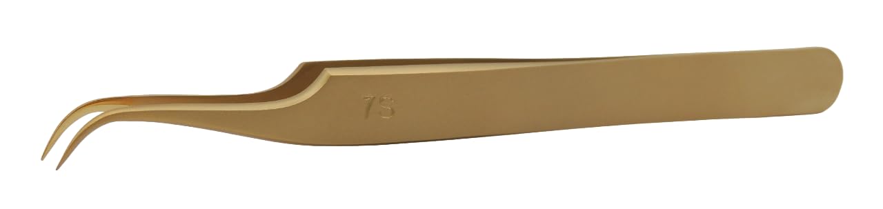 Pinzas de alta precisión de reloj Dumont de latón mate – Forma 7S – Puntas pulidas espejo – 100% antimagnético, antirreflejos, perfecto para trabajar con lupa