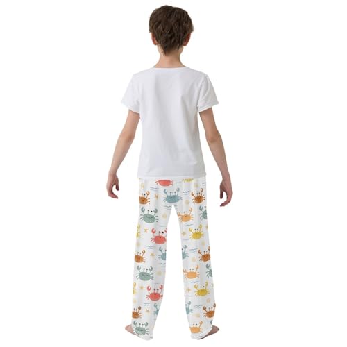 ZZXXB Colorful Crab Starfish Boys Long Pants Soft Trousers Elastic Waist Kids Lounge Bottoms with Pockets S-XL3